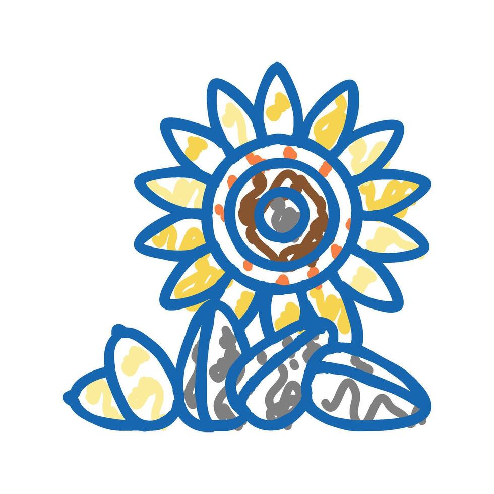 sunflower nut icon doodle illustration vector