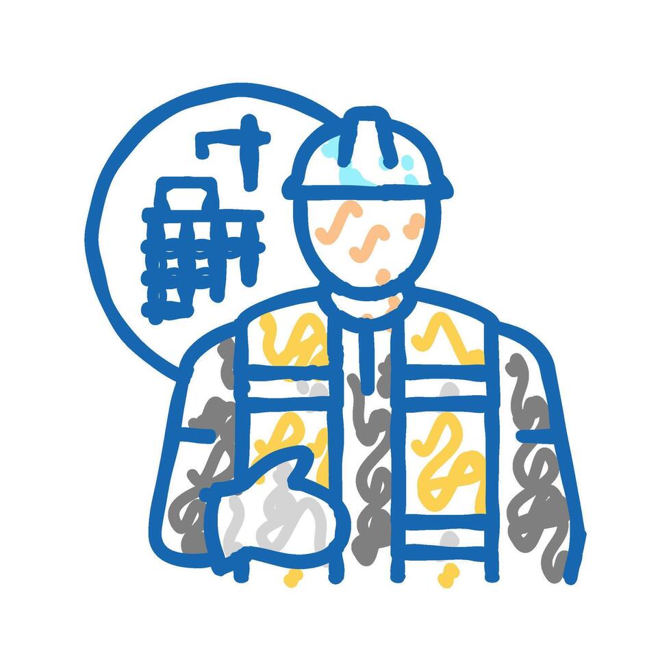 engineer construction icon doodle illustration vector
