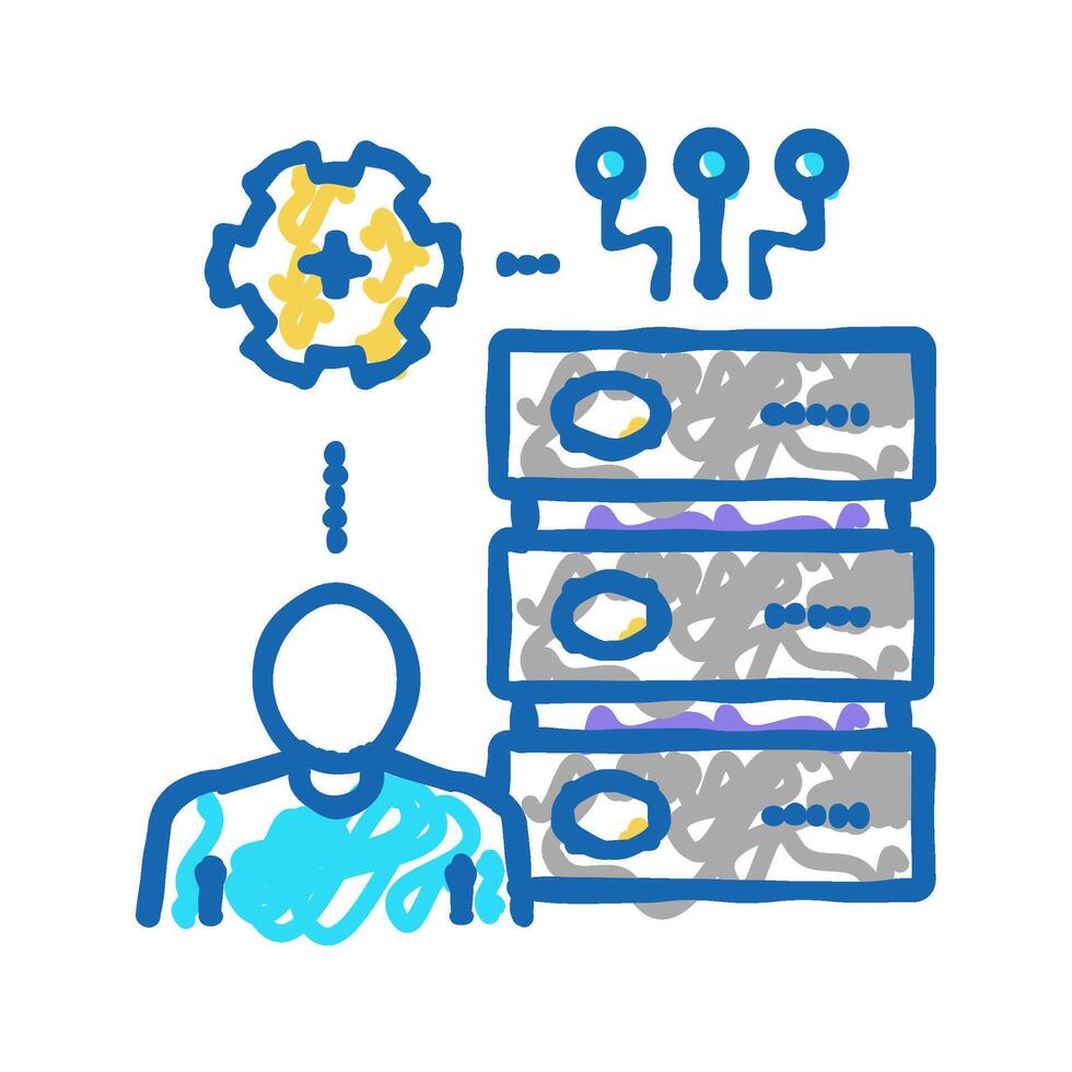 administrator system icon doodle illustration vector