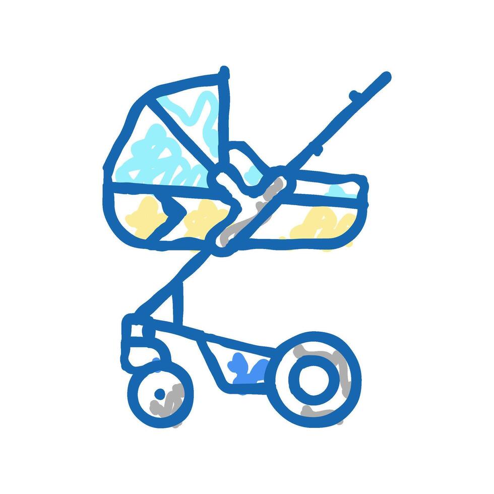 stroller carrycot baby icon doodle illustration vector