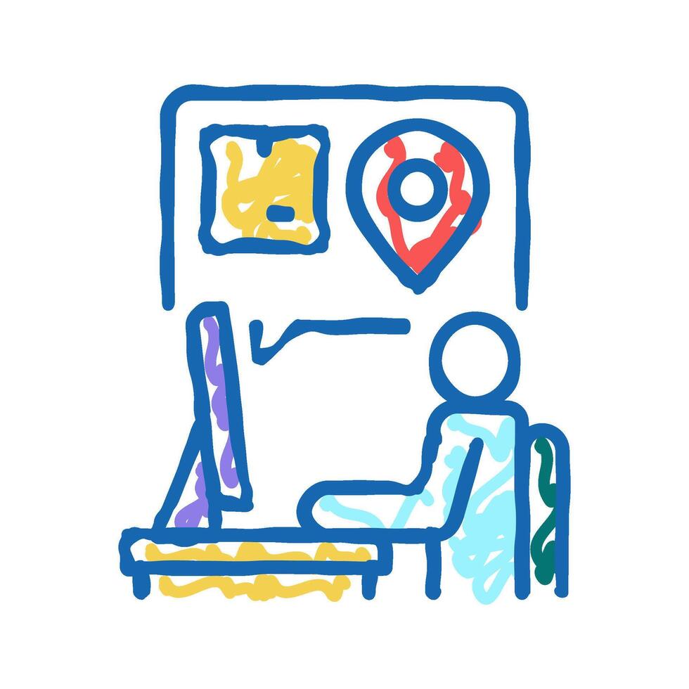 manager checking order location icon doodle illustration vector