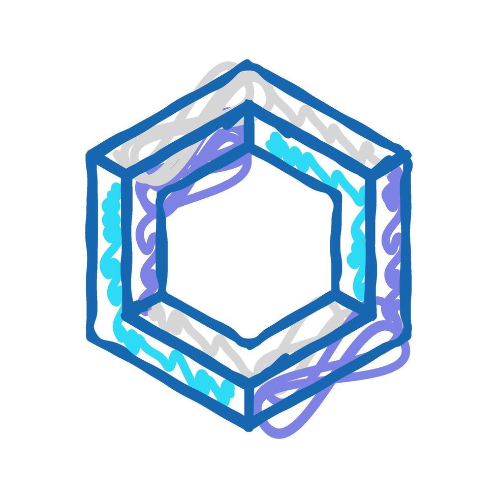 hexagon impossible geometric shape icon doodle illustration vector