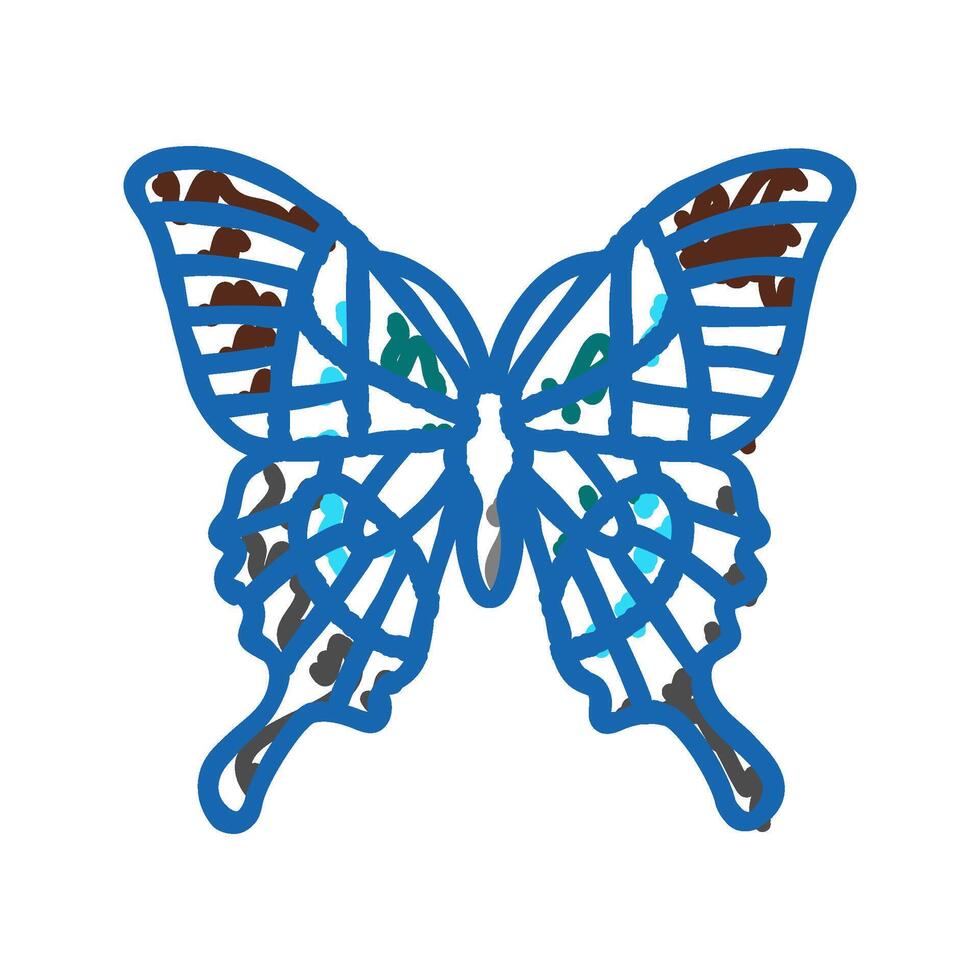malabar banded peacock insect icon doodle illustration vector