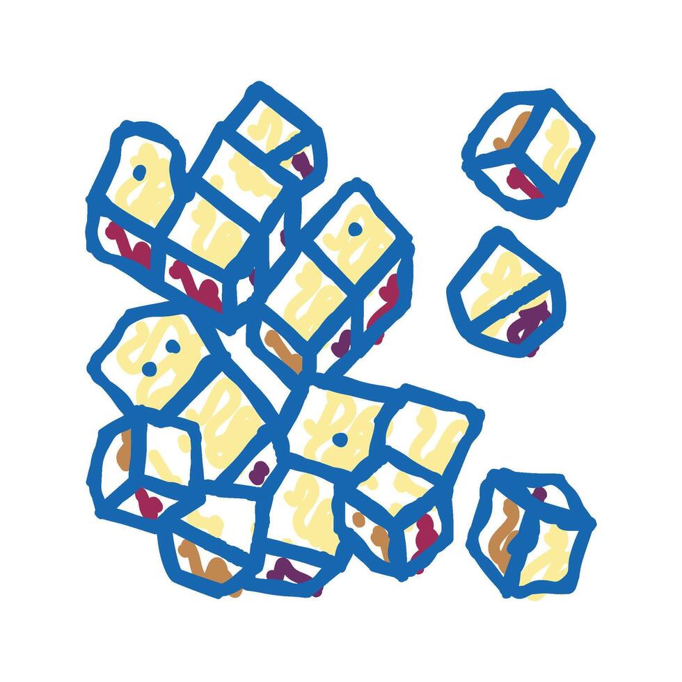 cubes cut eggplant icon doodle illustration vector