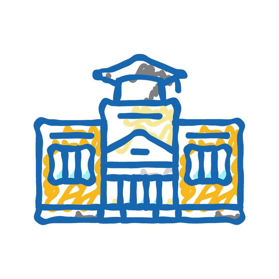 high school building icon doodle illustration vector