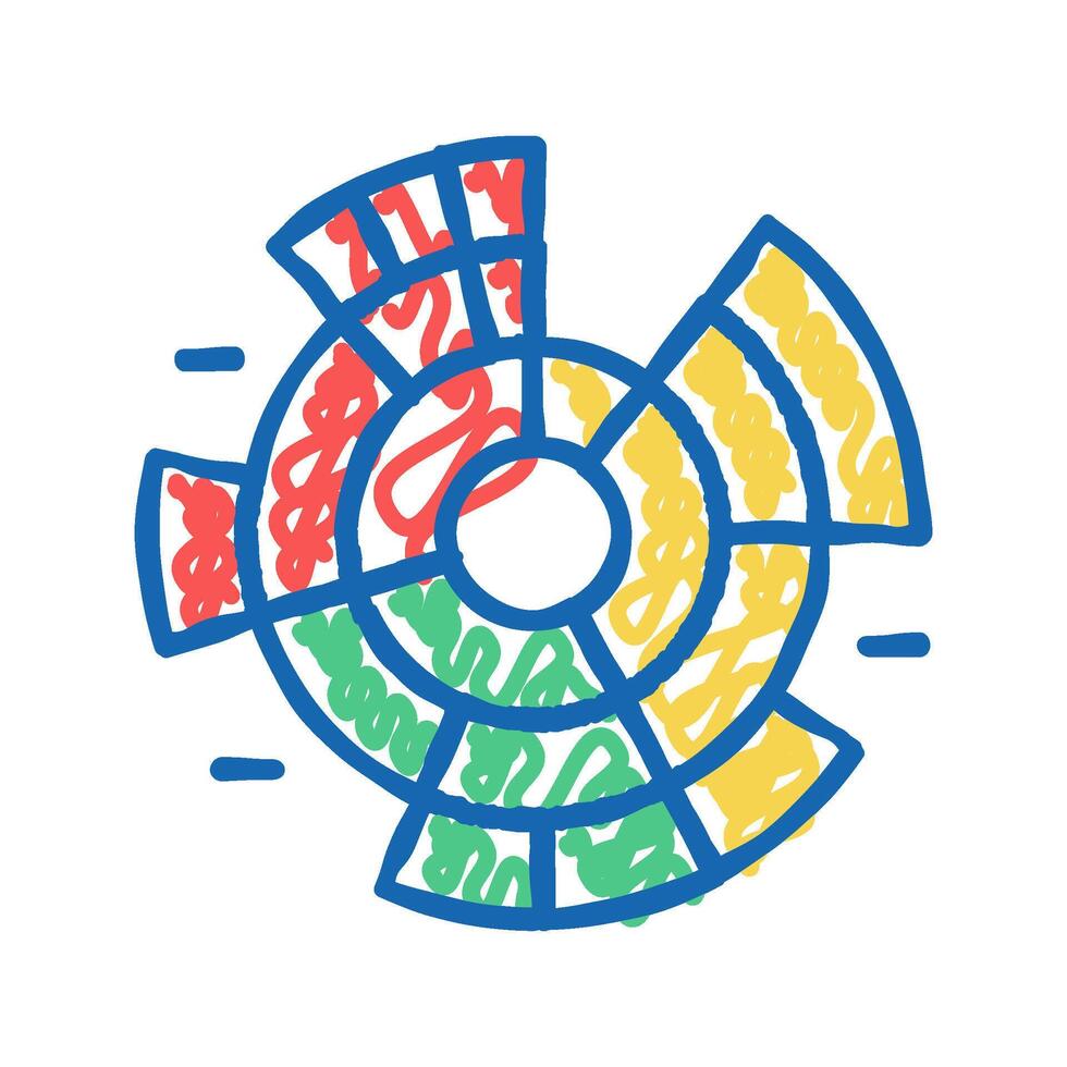 sunburst chart icon doodle illustration vector