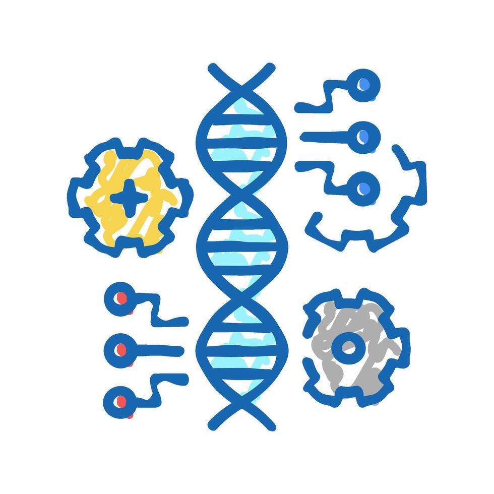 molecule genetic characteristics icon doodle illustration vector
