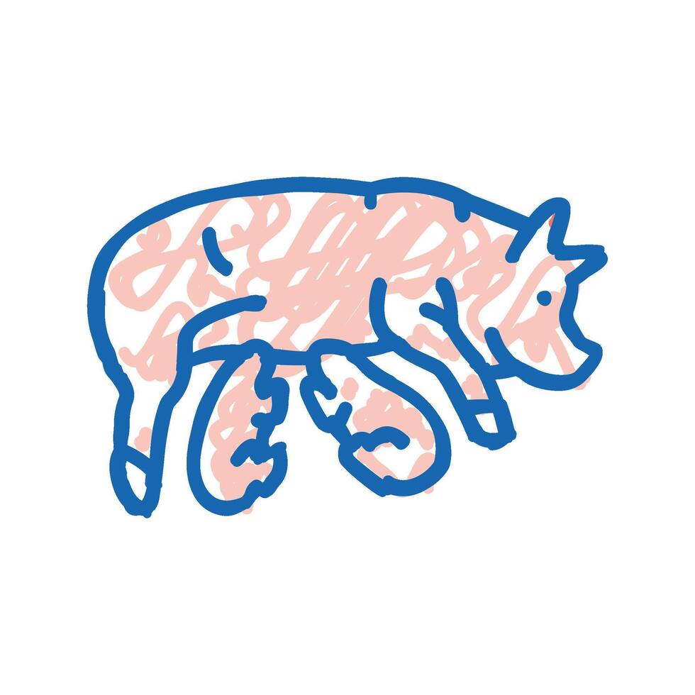pig piglets farm icon doodle illustration vector