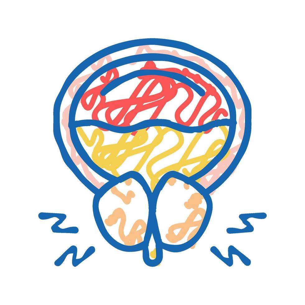 prostate blocking urine canal icon doodle illustration vector