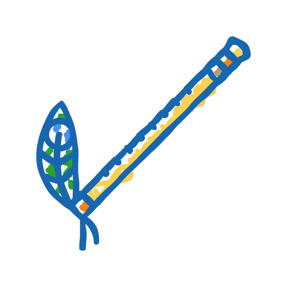 krishna flute hinduism icon doodle illustration vector