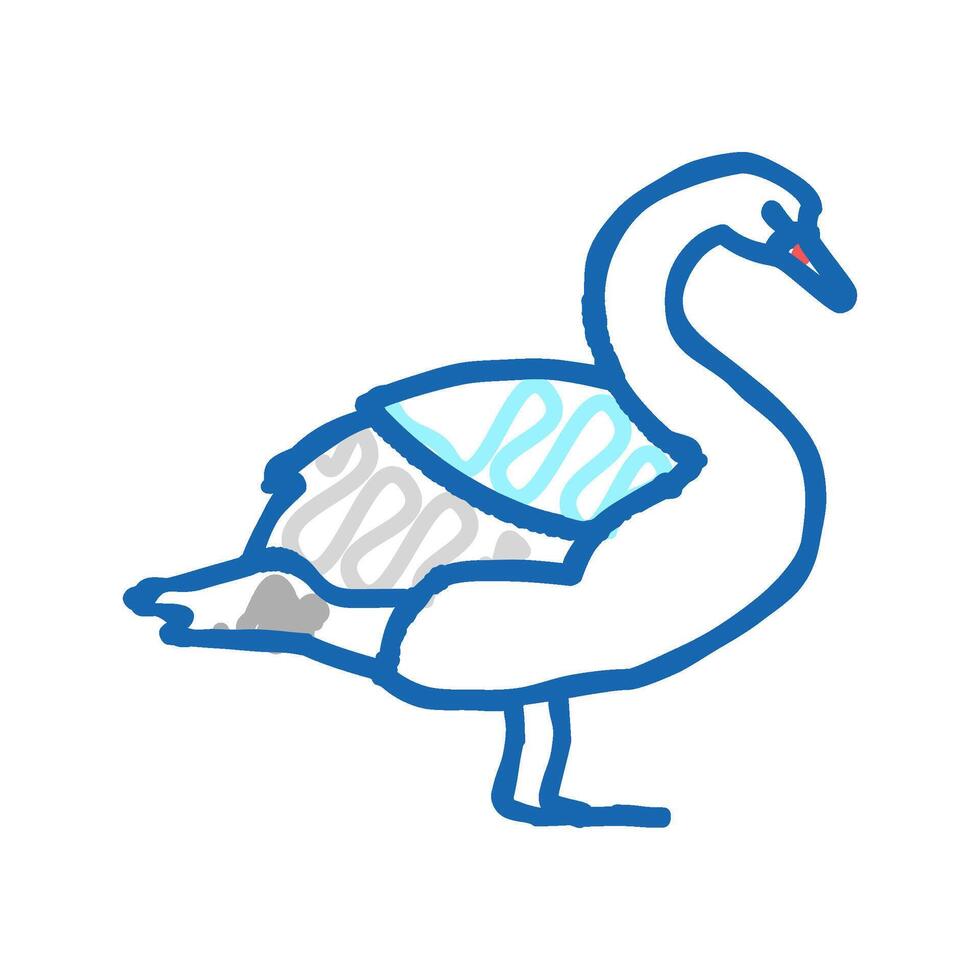 swan wild bird icon doodle illustration vector