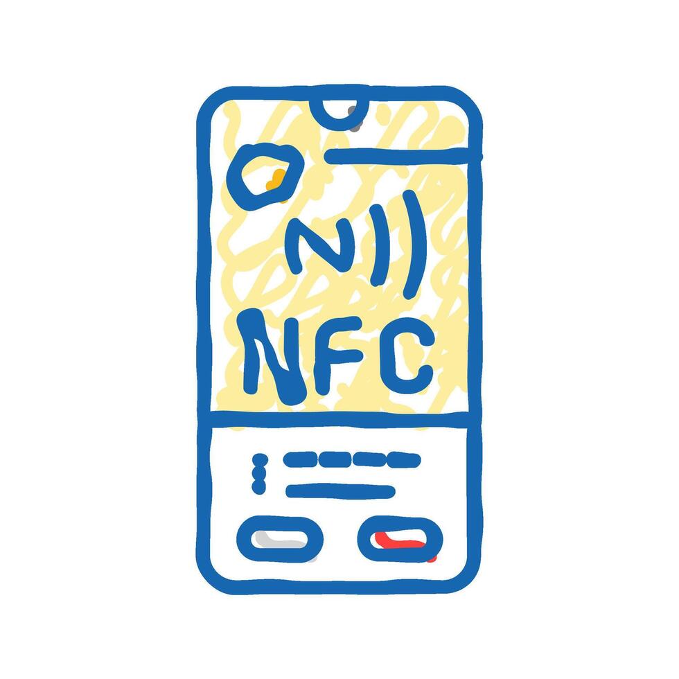 enabled phone nfc technology icon doodle illustration vector