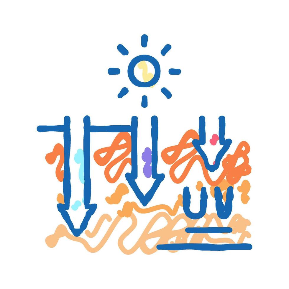 exposure of skin to uv rays tanning process icon doodle illustration vector