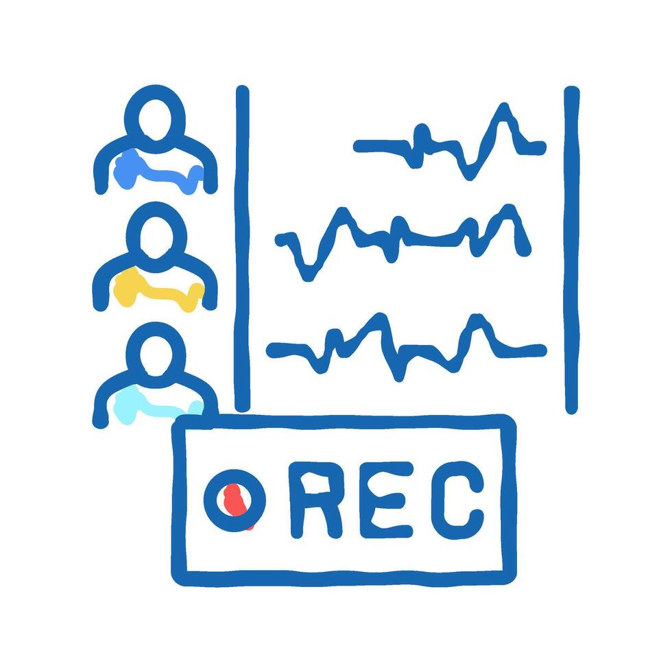 recording radio hosts icon doodle illustration vector