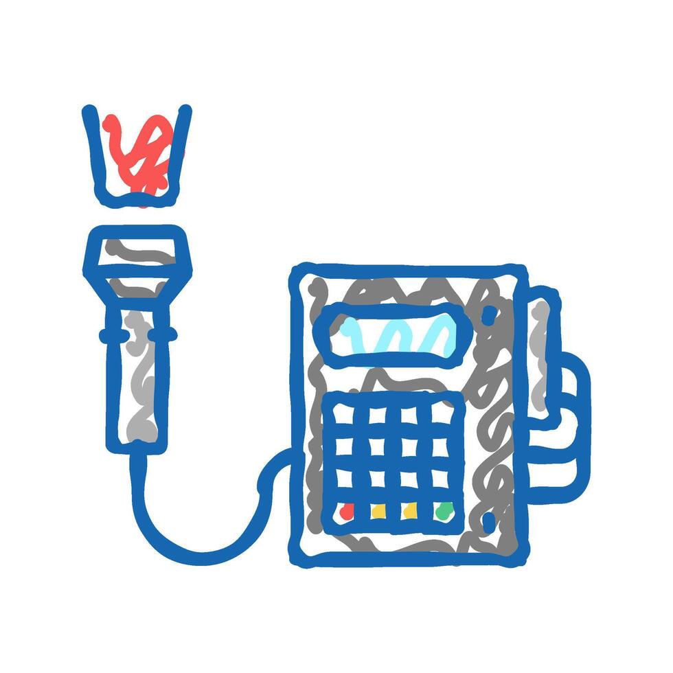 barcode scanner with pos terminal icon doodle illustration vector
