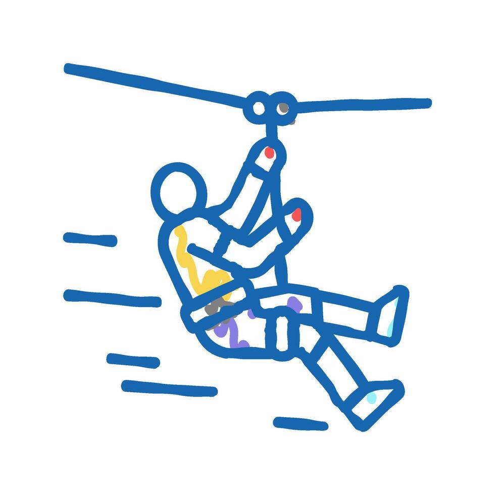 zip lining icon doodle illustration vector