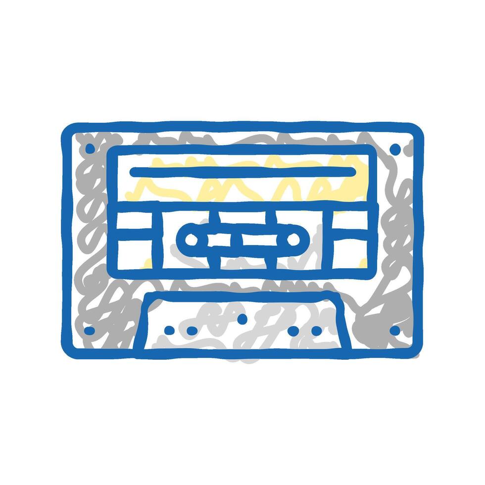 cassette audio retro gadget icon doodle illustration vector