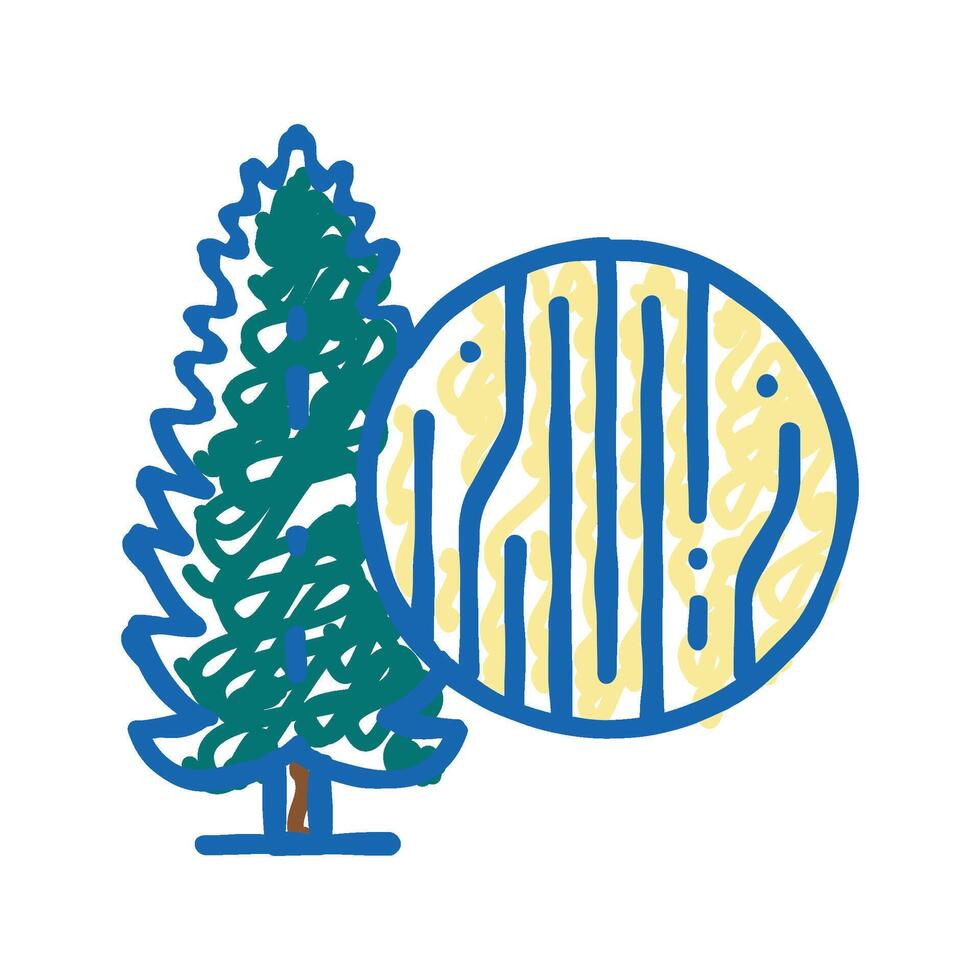 pine wood icon doodle illustration vector