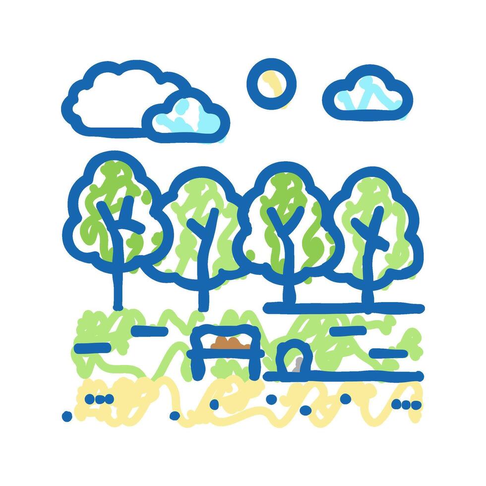 spring park icon doodle illustration vector