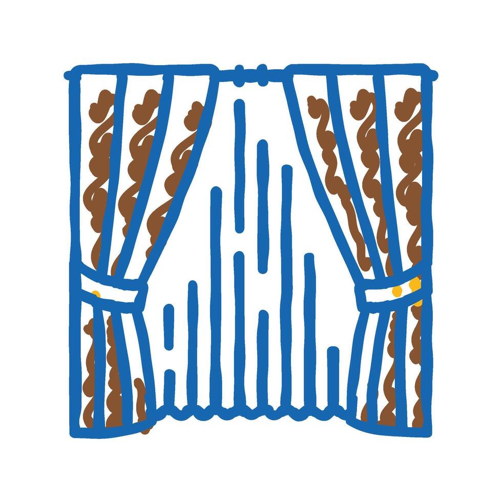 blackout curtains bedroom interior icon doodle illustration vector