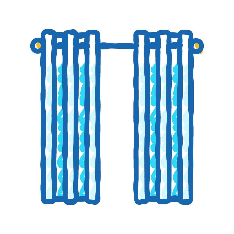 curtain living room icon doodle illustration vector