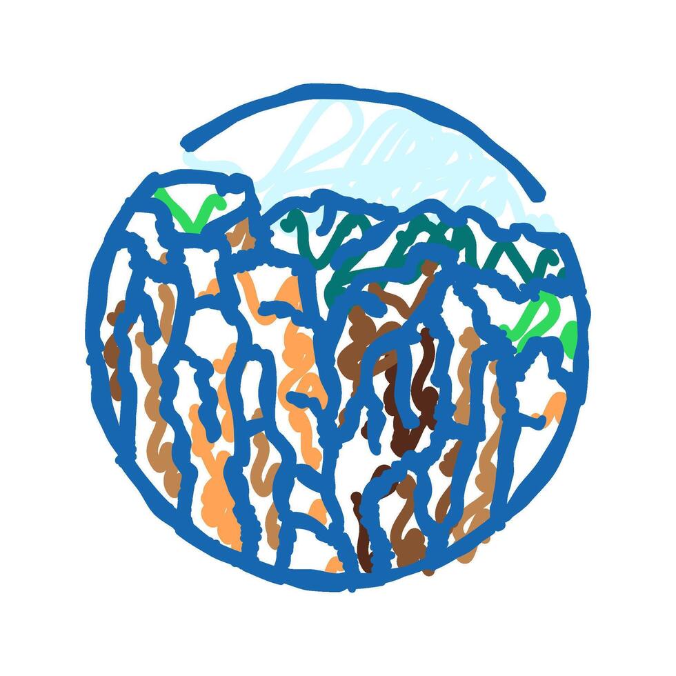 climbing mountain landscape icon doodle illustration vector