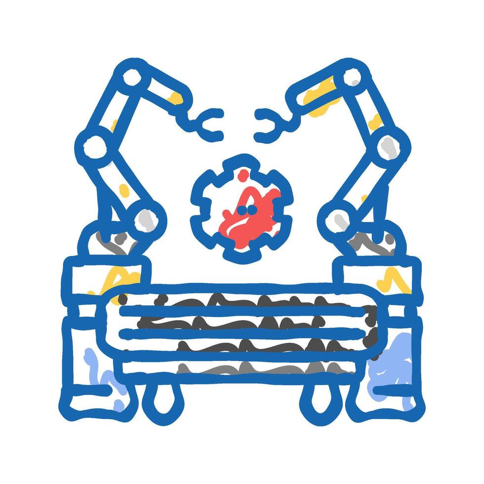 industrial automation mechanical engineer icon doodle illustration vector