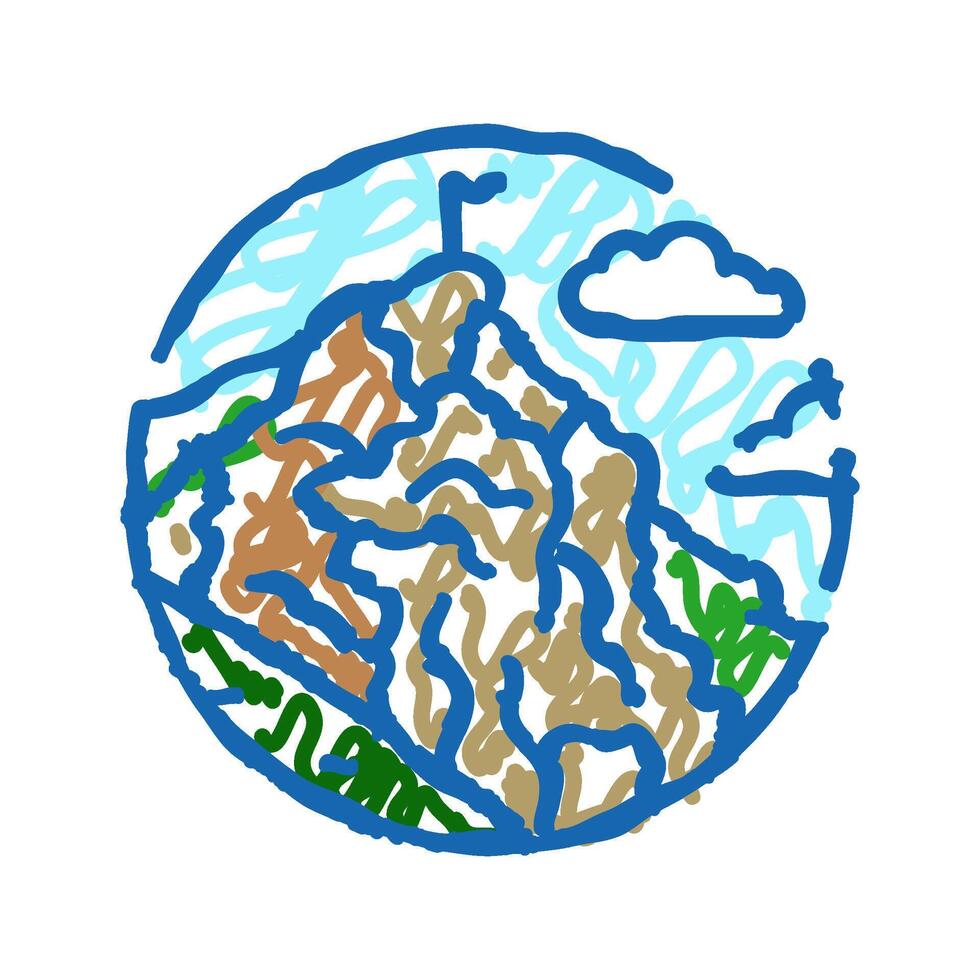 high mountain landscape icon doodle illustration vector