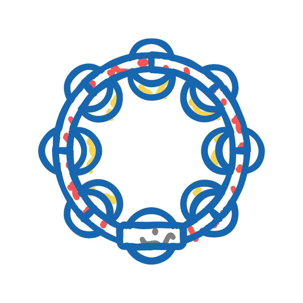 tambourine rhythmic musical instrument icon doodle illustration vector