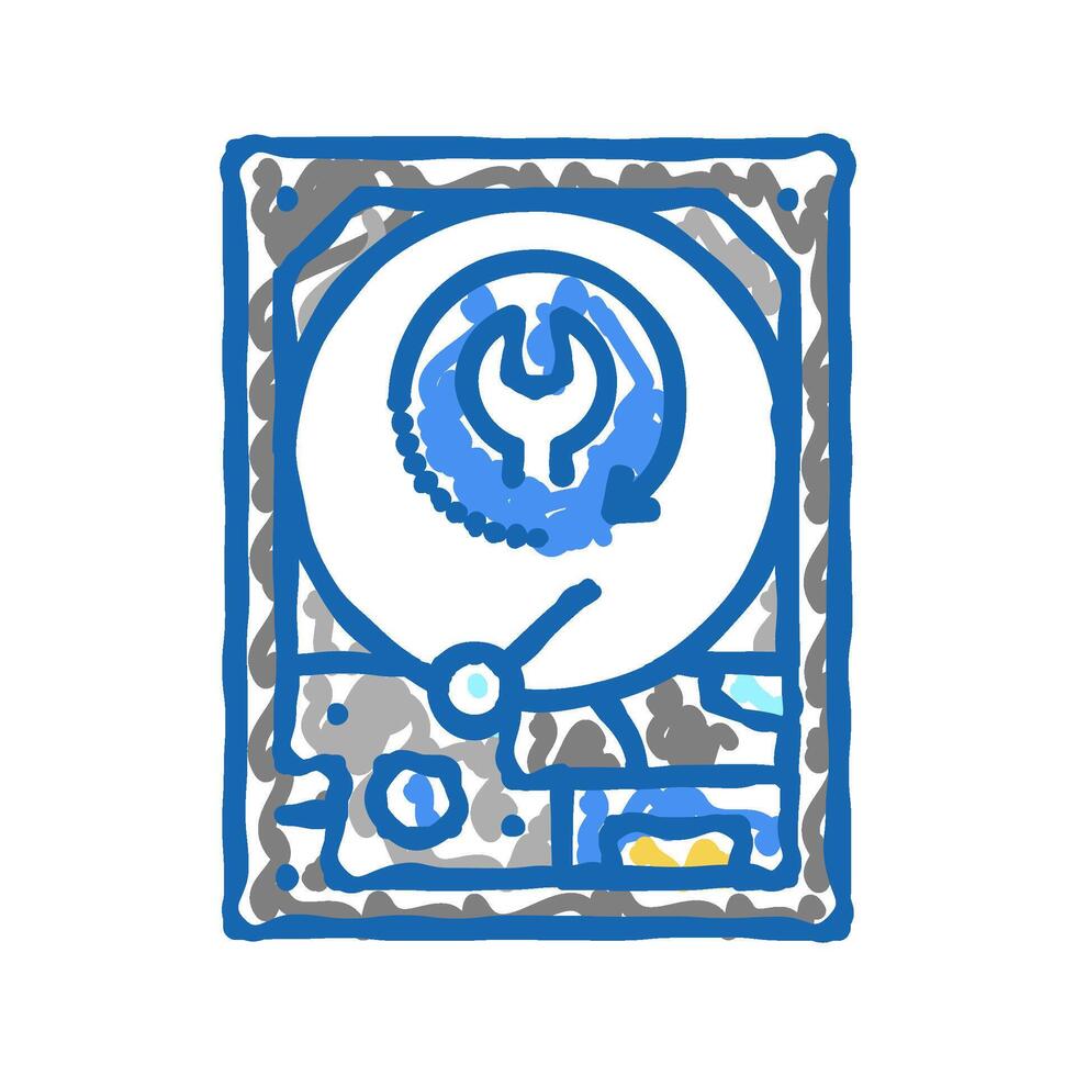 hard drive data recovery icon doodle illustration vector
