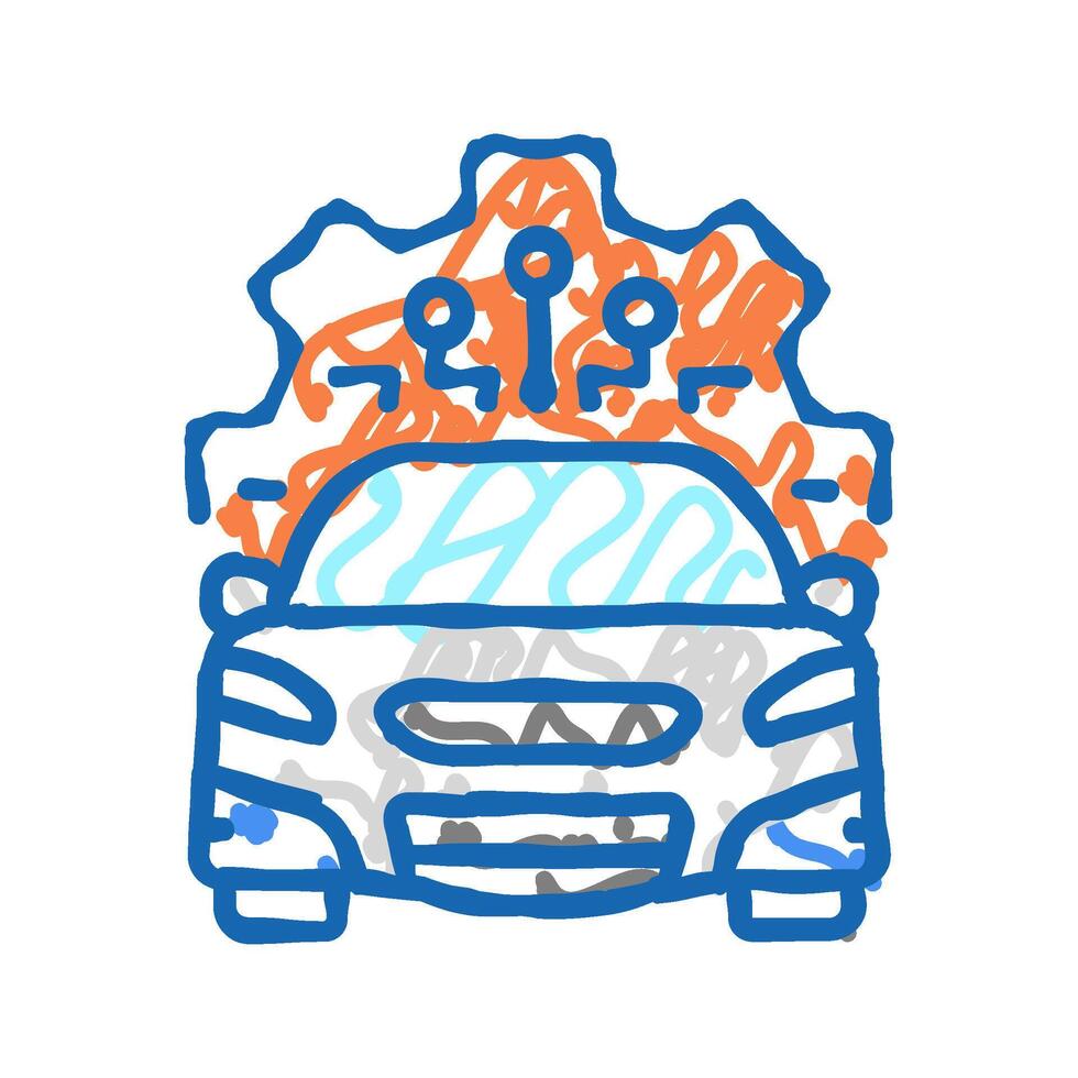 automatic car system icon doodle illustration vector