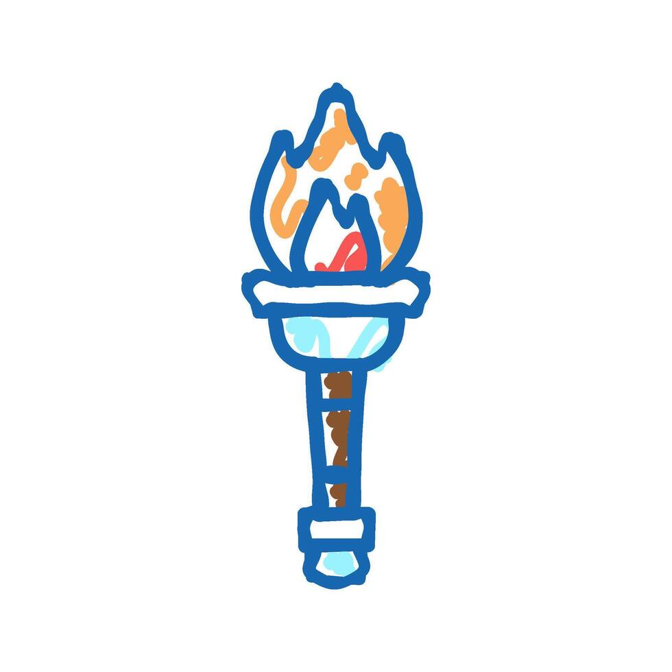 torch ancient greece icon doodle illustration vector