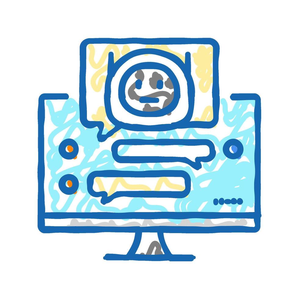 dialog chat bot icon doodle illustration vector