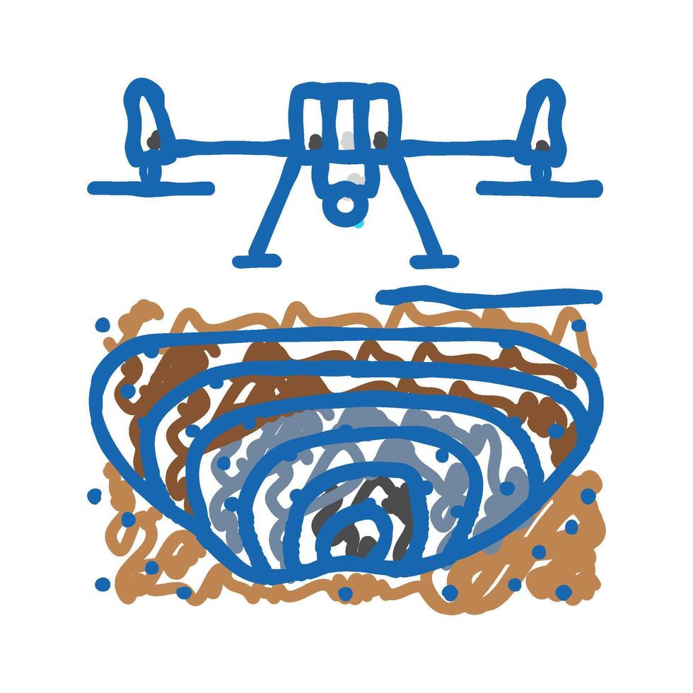 mining operations drone icon doodle illustration vector