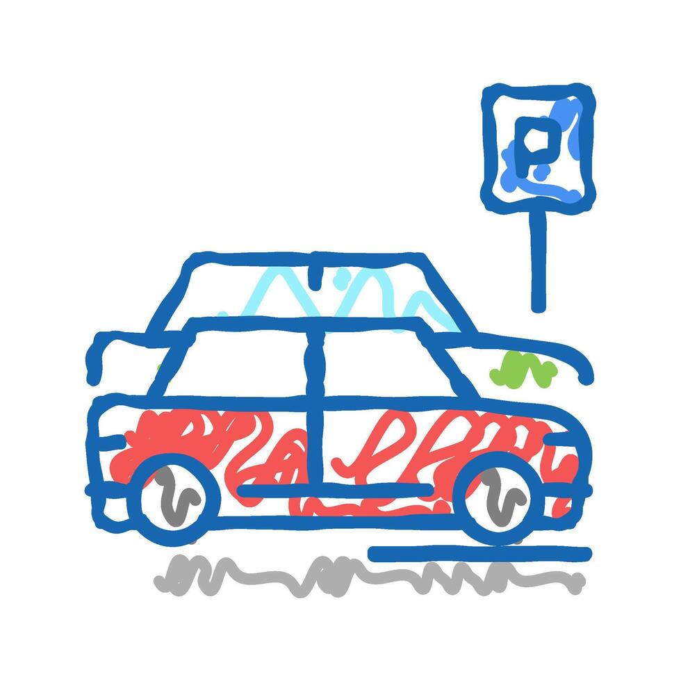 street parking icon doodle illustration vector