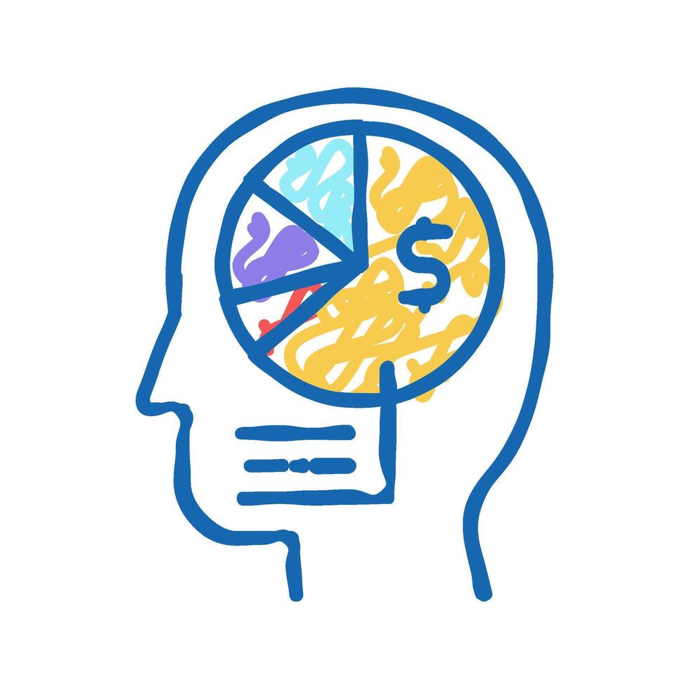businessman analyzing financial report icon doodle illustration vector