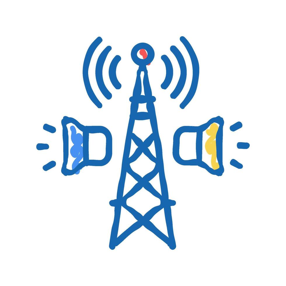 radio broadcasting icon doodle illustration vector