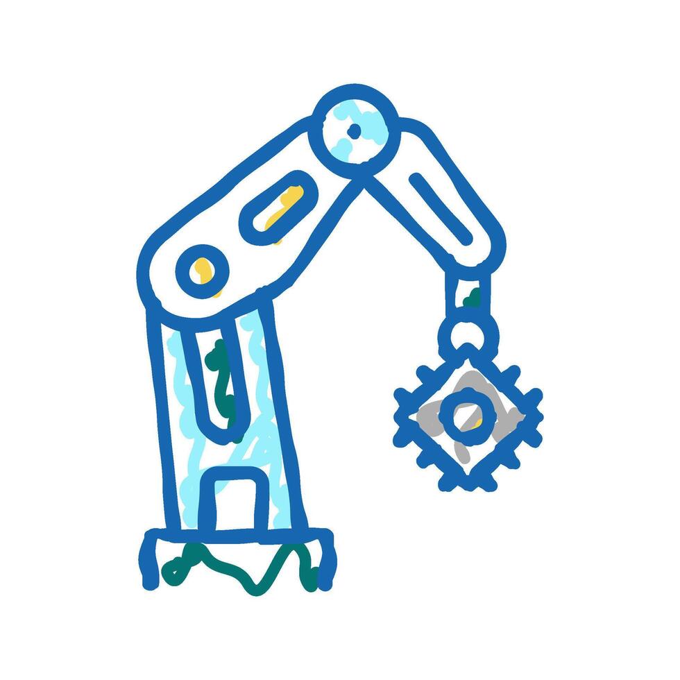 robotic arm semiconductor manufacturing icon doodle illustration vector