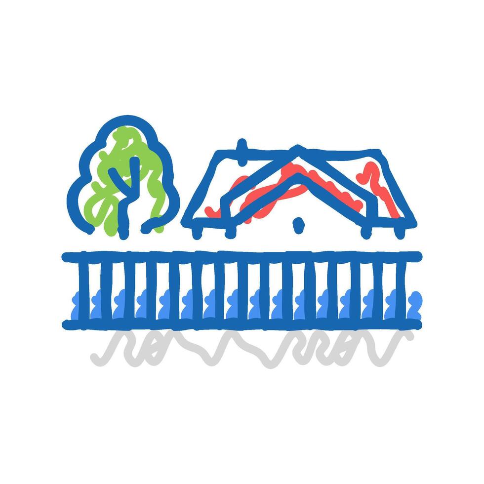 private house suburb icon doodle illustration vector