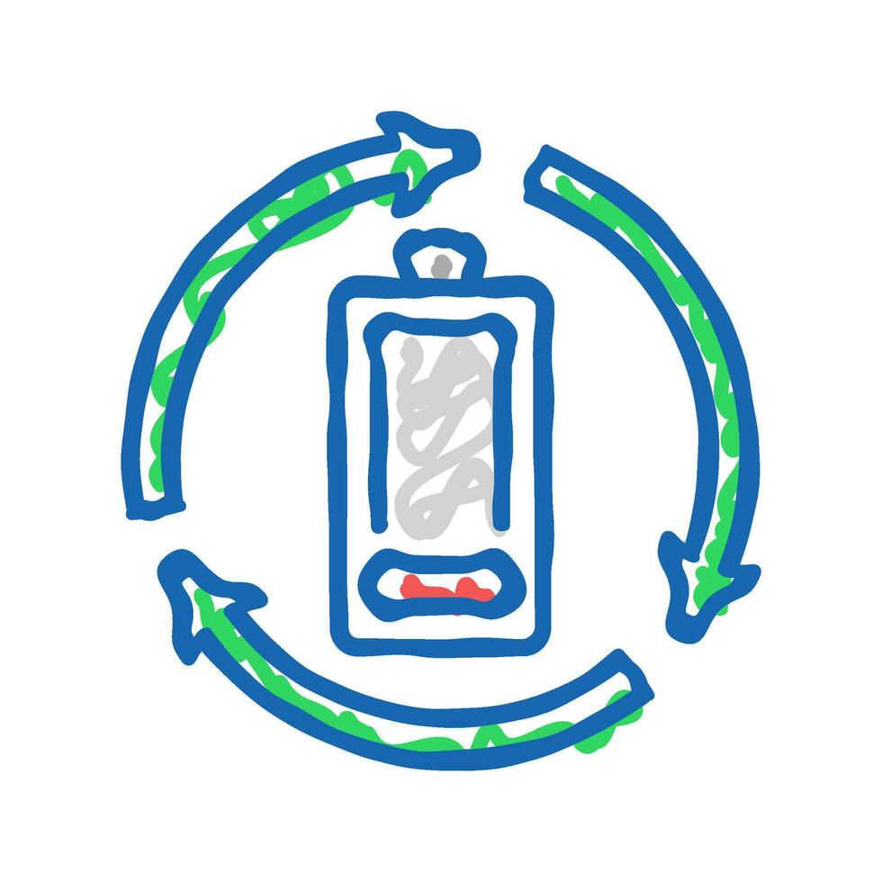 recycling battery icon doodle illustration vector