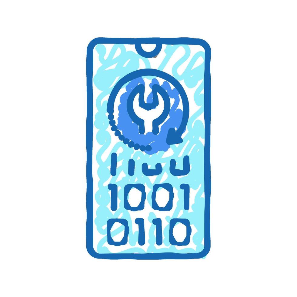 cell phone data recovery icon doodle illustration vector