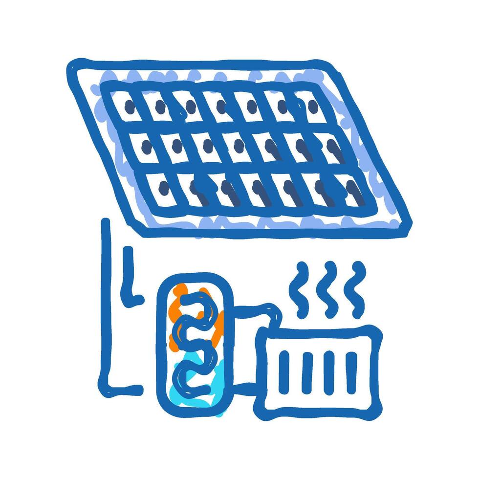 heating solar panel icon doodle illustration vector