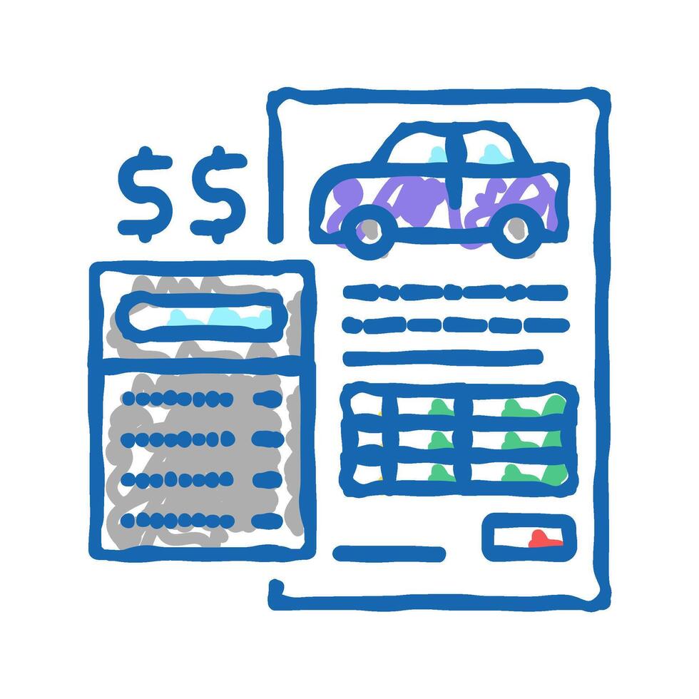 financing car calculator icon doodle illustration vector