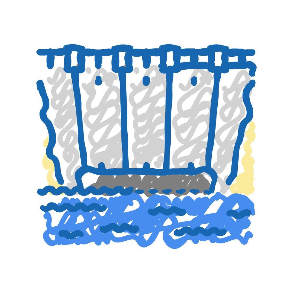dam structure hydroelectric power icon doodle illustration vector