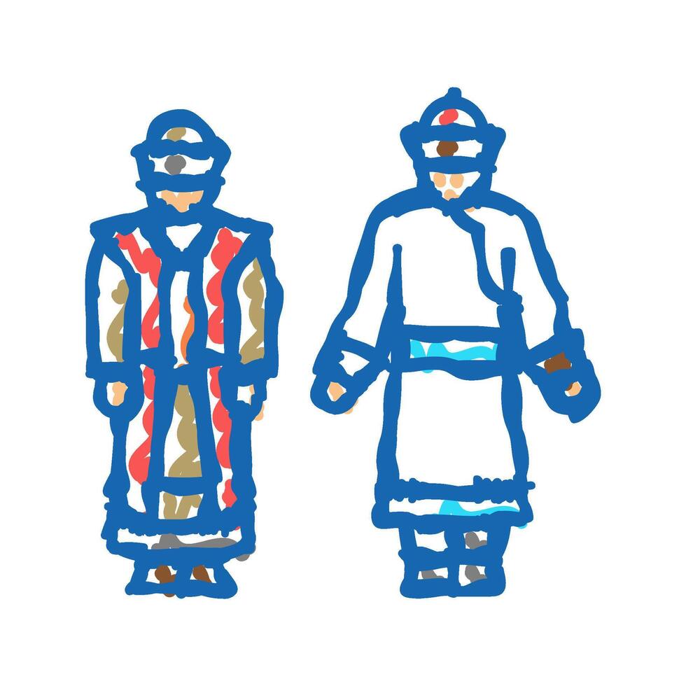 mongolia national clothes icon doodle illustration vector