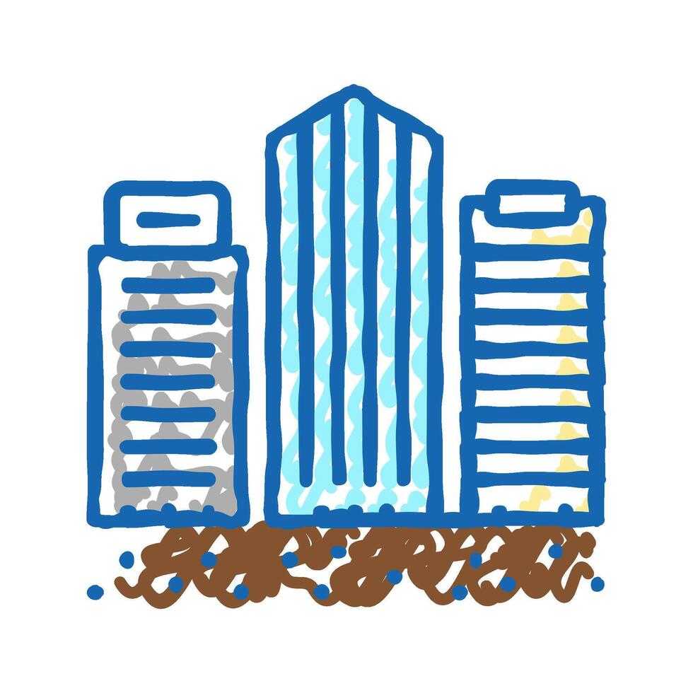 public and business zone land icon doodle illustration vector