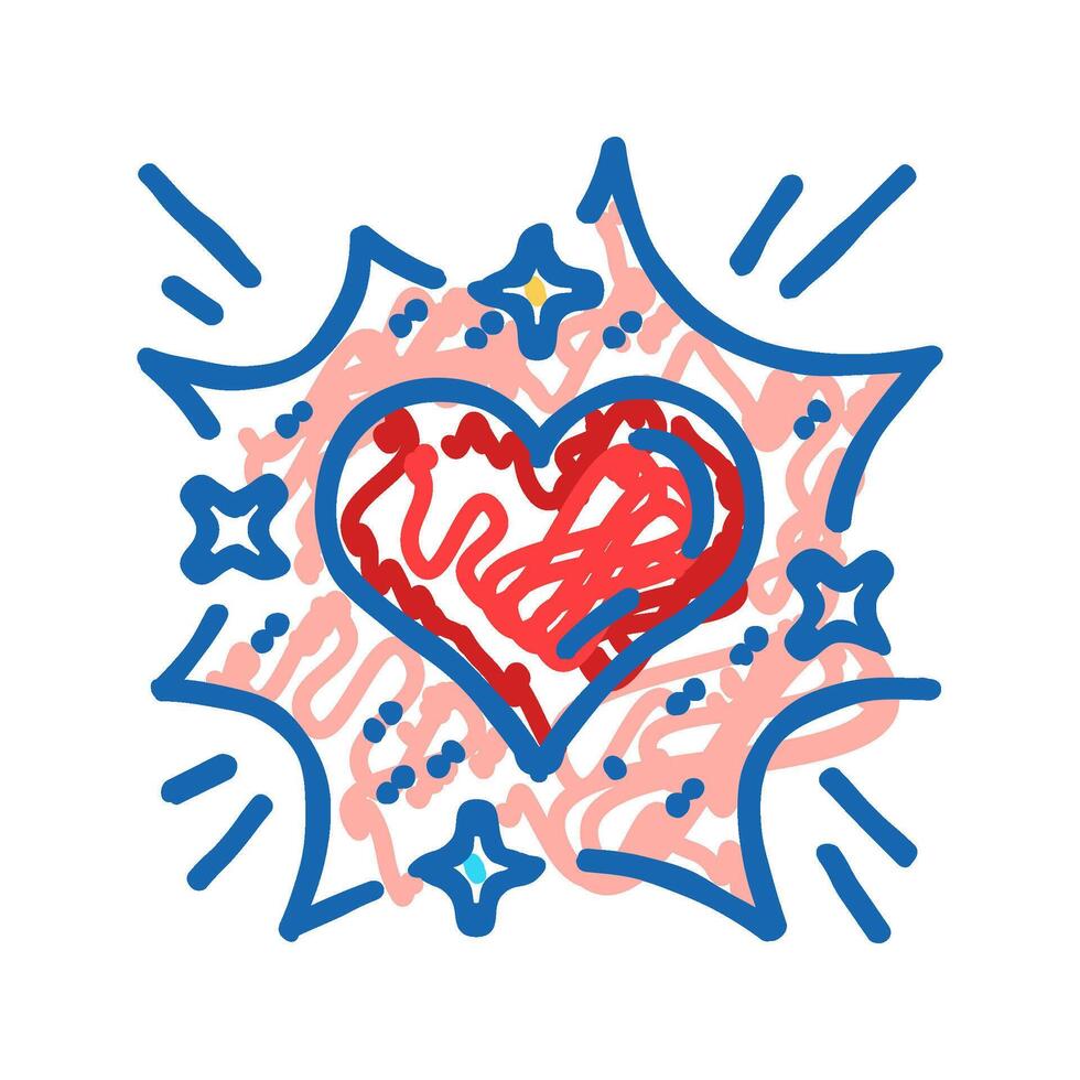 flickering heart strong feelings icon doodle illustration vector