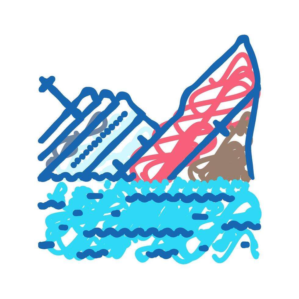 sinking ship sad mood icon doodle illustration vector