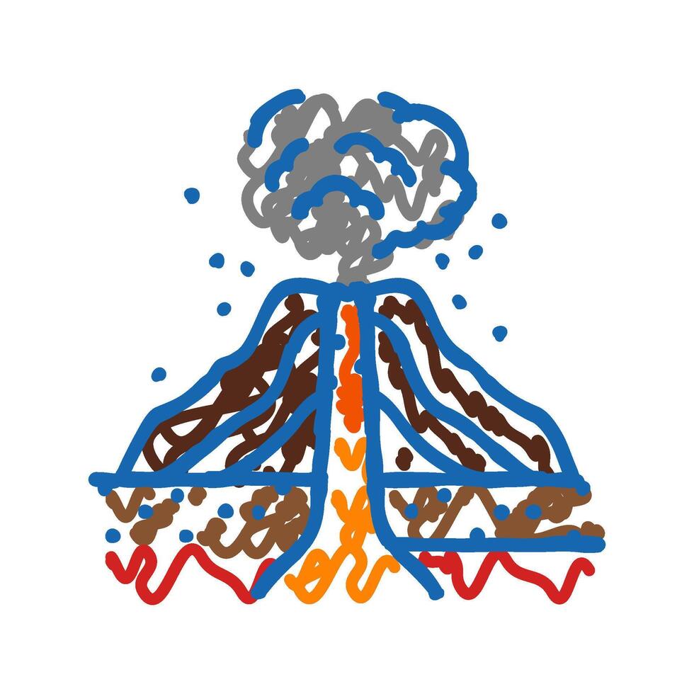 explosive eruption lava icon doodle illustration vector