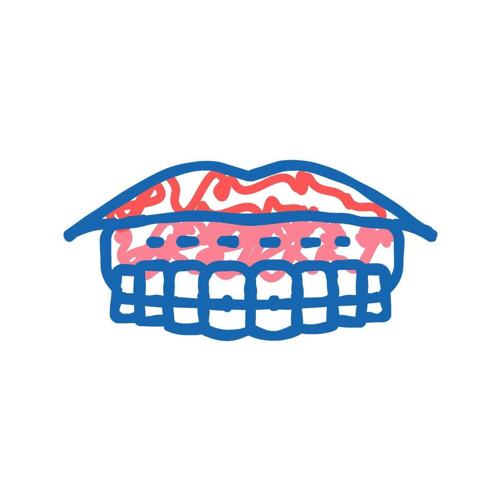 sticking to lips tooth braces icon doodle illustration vector